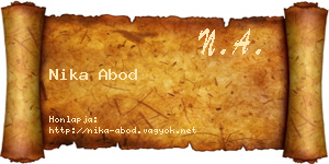 Nika Abod névjegykártya